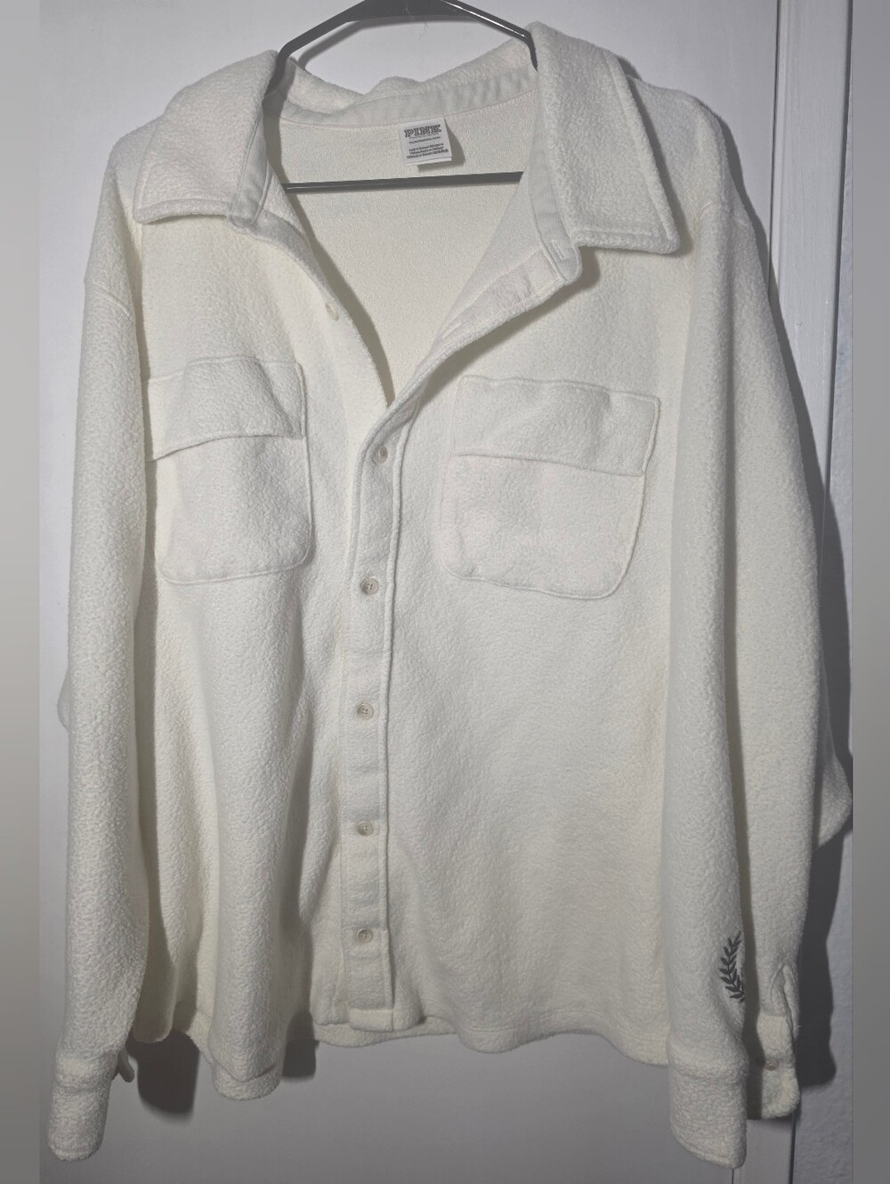 PINK Victoria's Secret Off-White Fleece Button-Up Shirt